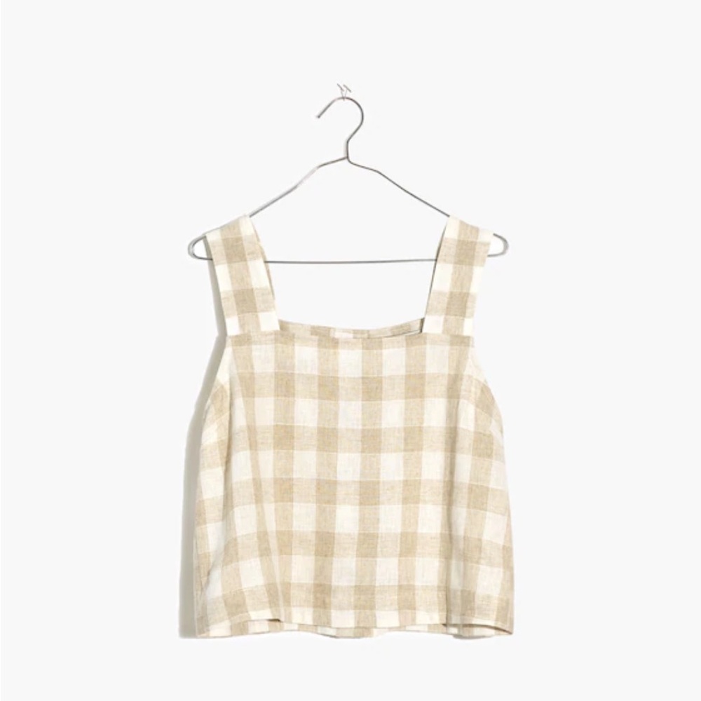 Madewell Beige Plaid Tank Top NWT